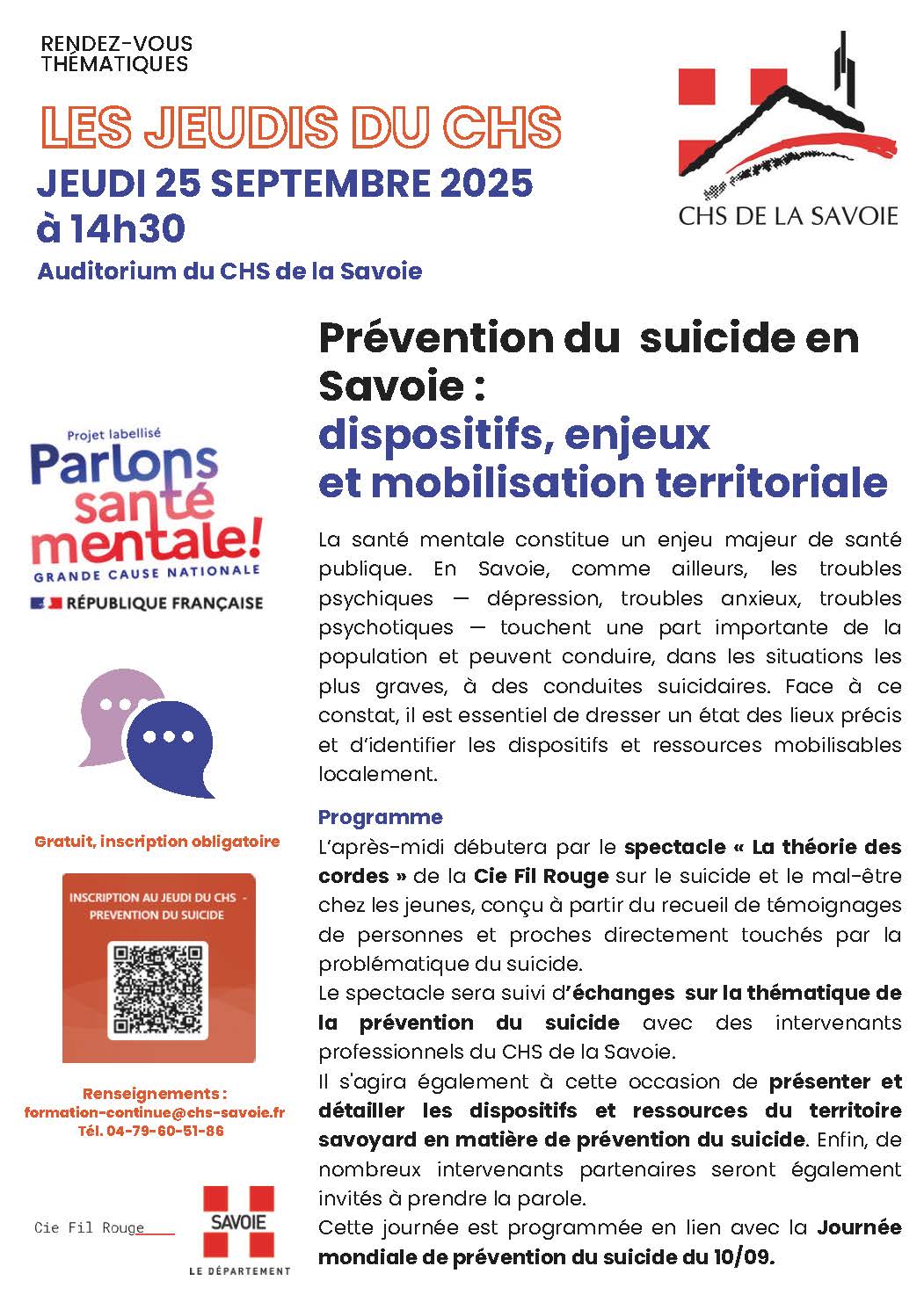 Jeudi du CHS- Prévention du suicide en Savoie