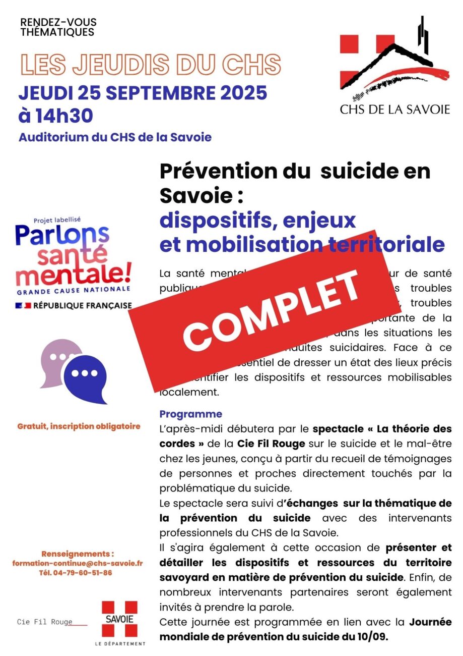 Jeudi du CHS- Prévention du suicide en Savoie