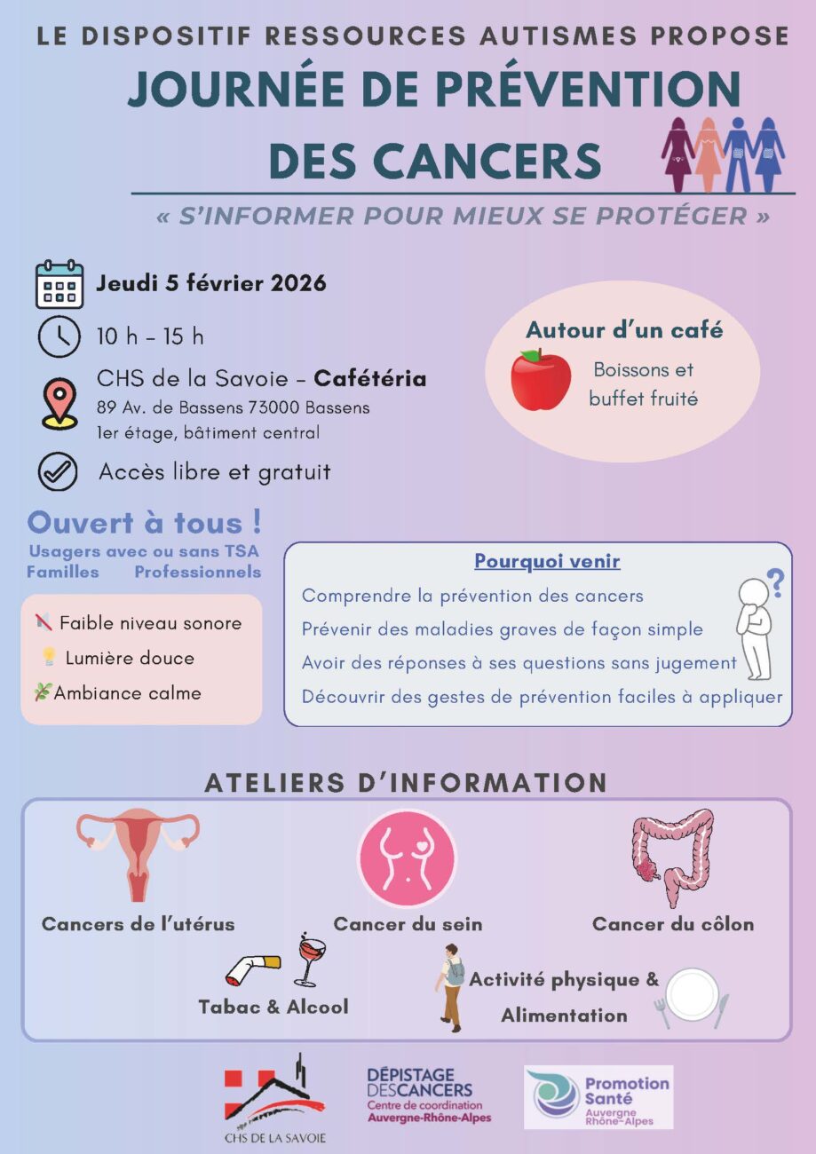 Journée de Prévention des cancers proposée par le Dispositif Ressources Autismes – Jeudi 5 février 2026