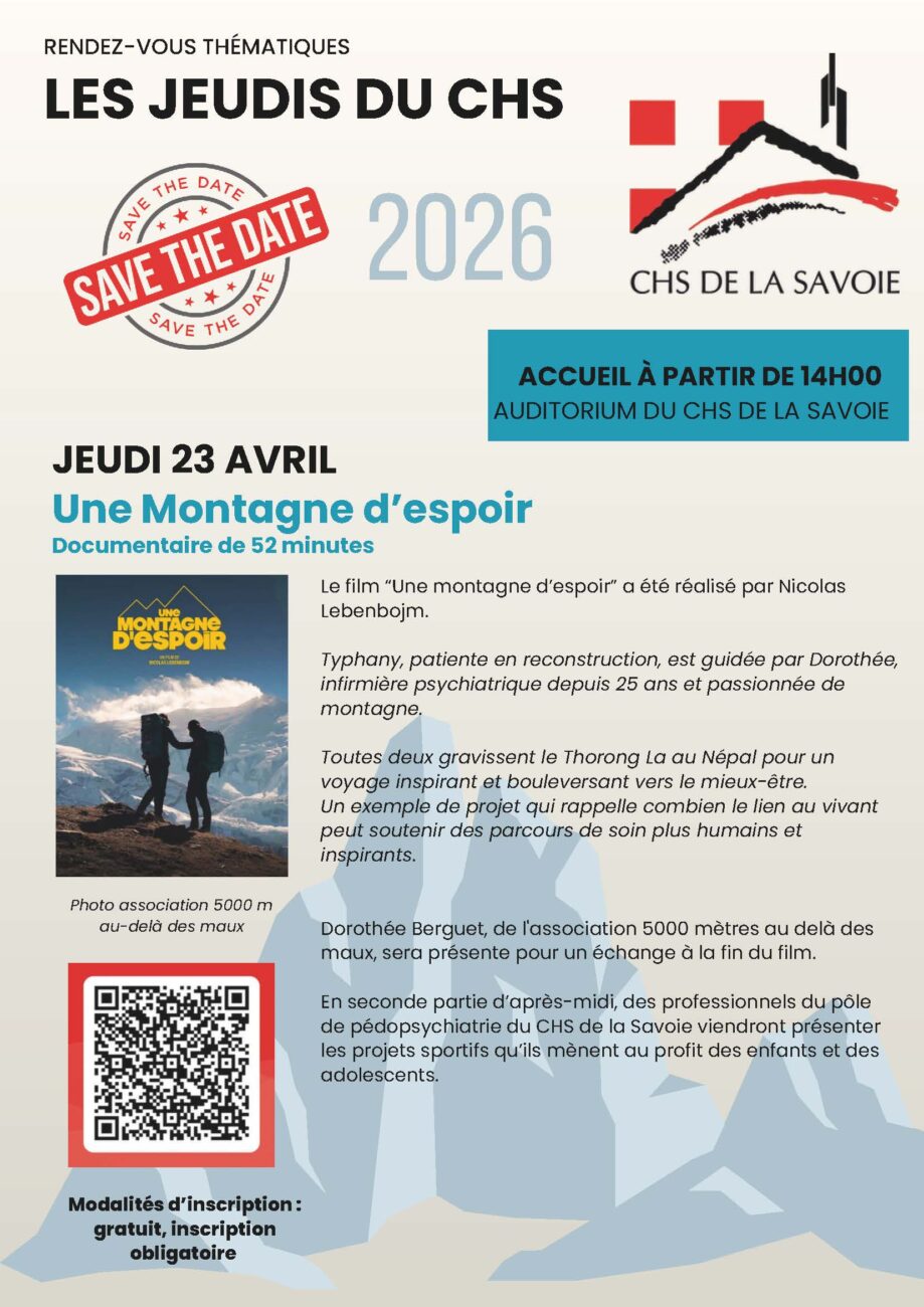 Prochain Jeudis du CHS 2026 : jeudi 23 avril « Une montagne d&rsquo;espoir »