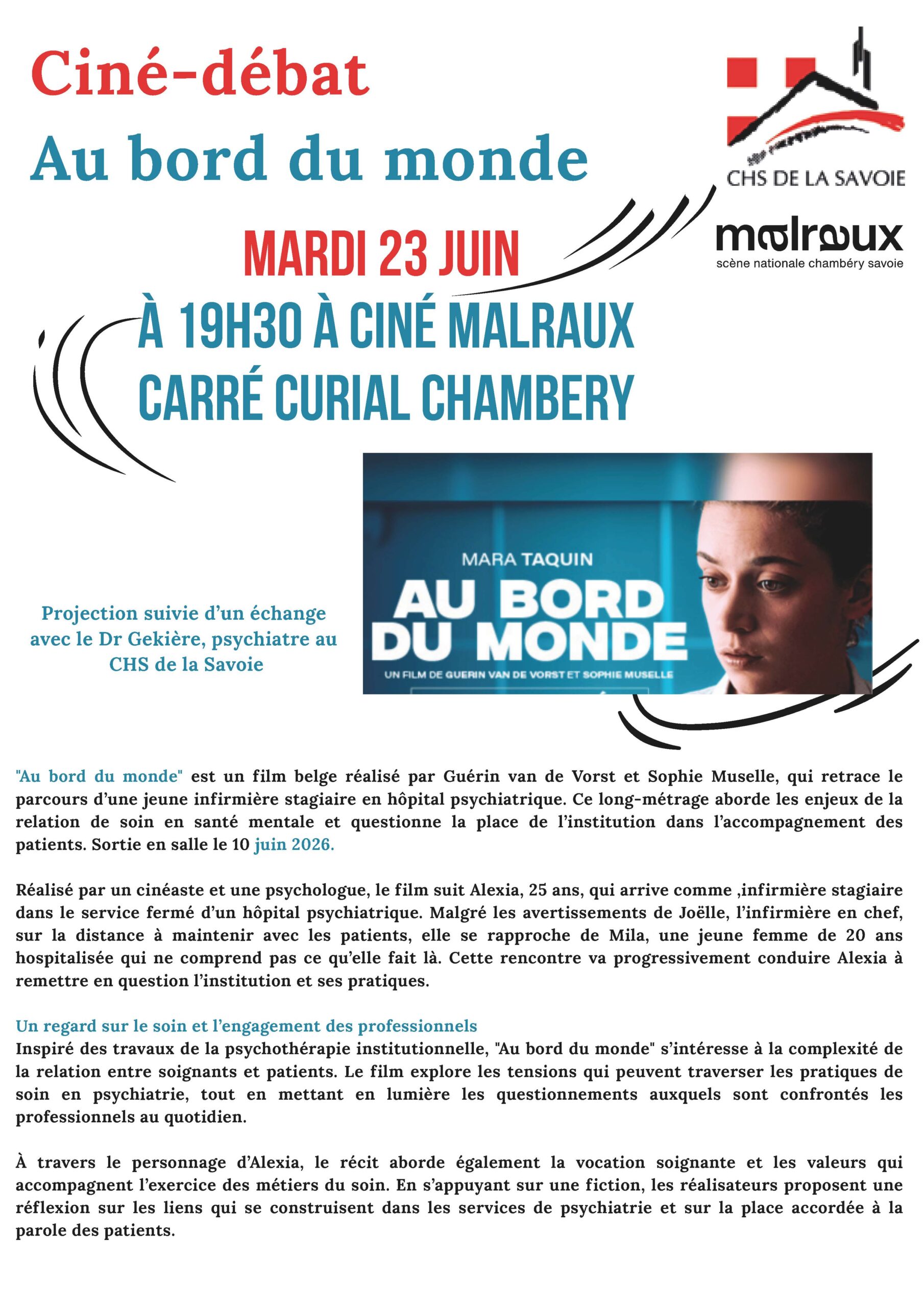 Ciné-débat « Au bord du monde » – 23 juin – avec la participation du Docteur Gekière